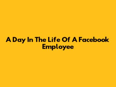 A Day In The Life Of A Facebook Employee