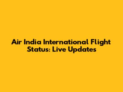 Air India International Flight Status: Live Updates