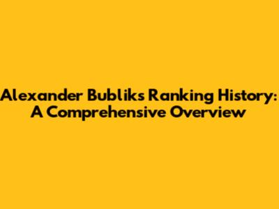 Alexander Bublik's Ranking History: A Comprehensive Overview