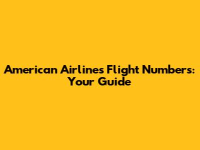 American Airlines Flight Numbers: Your Guide