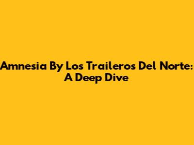 Amnesia By Los Traileros Del Norte: A Deep Dive