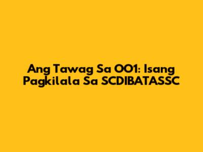 Ang Tawag Sa OO1: Isang Pagkilala Sa SCDIBATASSC