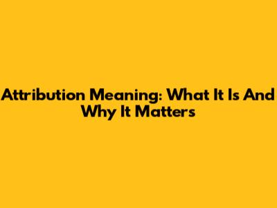 Attribution Meaning: What It Is And Why It Matters