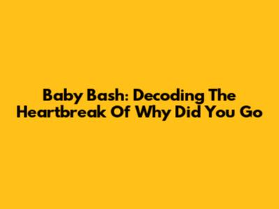 Baby Bash: Decoding The Heartbreak Of 'Why Did You Go'