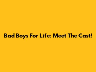 Bad Boys For Life: Meet The Cast!