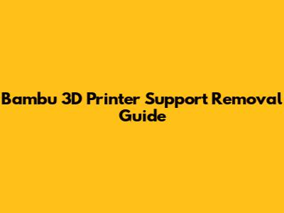 Bambu 3D Printer Support Removal Guide