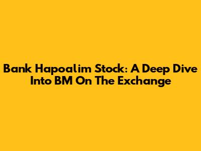 Bank Hapoalim Stock: A Deep Dive Into BM On The Exchange