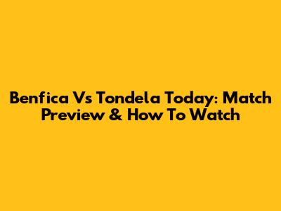 Benfica Vs Tondela Today: Match Preview & How To Watch