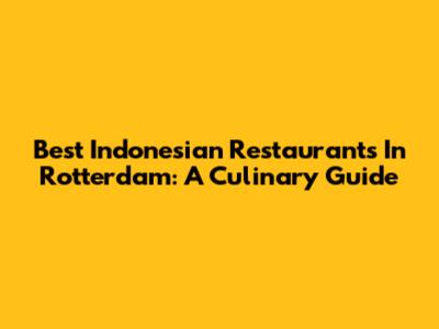 Best Indonesian Restaurants In Rotterdam: A Culinary Guide