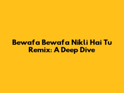 Bewafa Bewafa Nikli Hai Tu Remix: A Deep Dive