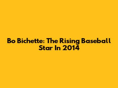 Bo Bichette: The Rising Baseball Star In 2014