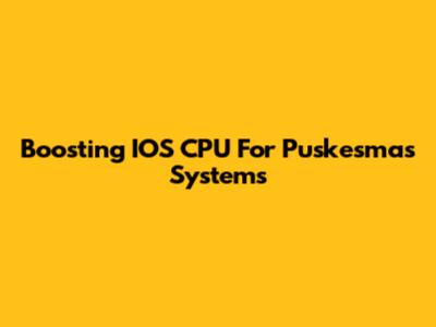 Boosting IOS CPU For Puskesmas Systems