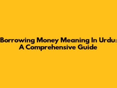 Borrowing Money Meaning In Urdu: A Comprehensive Guide