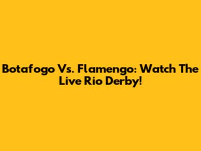 Botafogo Vs. Flamengo: Watch The Live Rio Derby!
