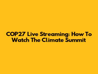 COP27 Live Streaming: How To Watch The Climate Summit