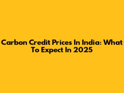 Carbon Credit Prices In India: What To Expect In 2025