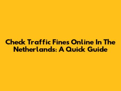 Check Traffic Fines Online In The Netherlands: A Quick Guide