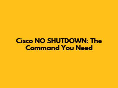 Cisco NO SHUTDOWN: The Command You Need