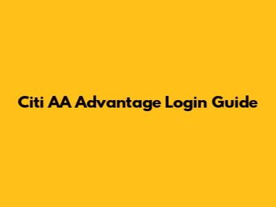 Citi AA Advantage Login Guide