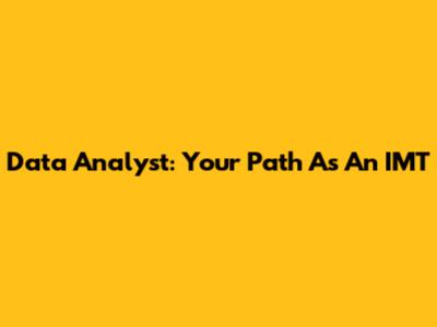 Data Analyst: Your Path As An IMT