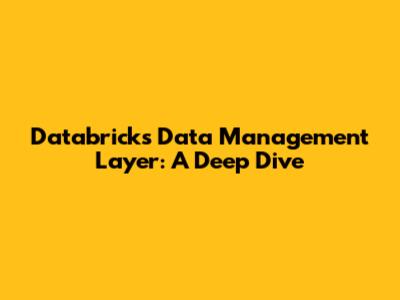 Databricks Data Management Layer: A Deep Dive