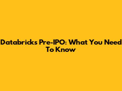 Databricks Pre-IPO: What You Need To Know