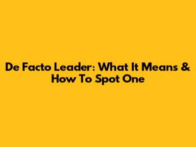 De Facto Leader: What It Means & How To Spot One