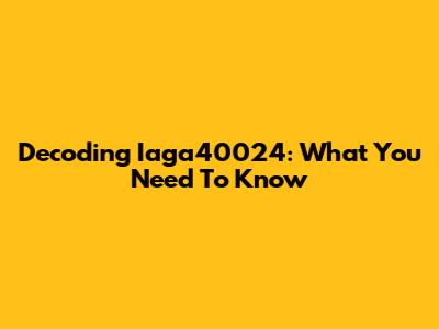Decoding Iaga40024: What You Need To Know