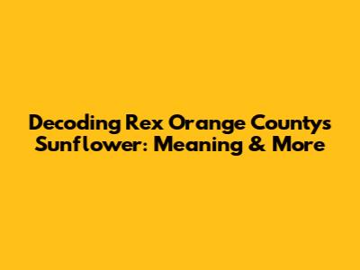 Decoding Rex Orange County's 'Sunflower': Meaning & More