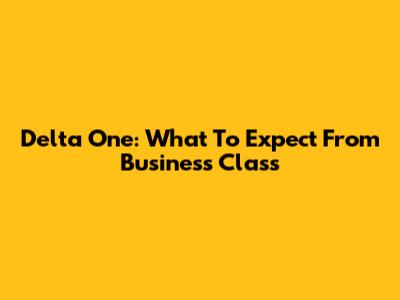 Delta One: What To Expect From Business Class