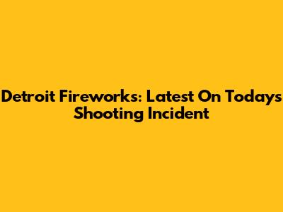 Detroit Fireworks: Latest On Today's Shooting Incident