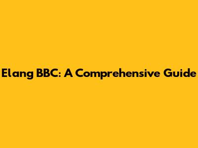 Elang BBC: A Comprehensive Guide