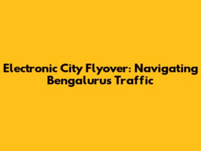 Electronic City Flyover: Navigating Bengaluru's Traffic