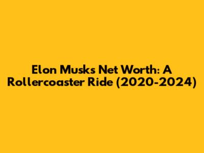 Elon Musk's Net Worth: A Rollercoaster Ride (2020-2024)