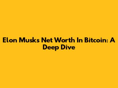 Elon Musk's Net Worth In Bitcoin: A Deep Dive