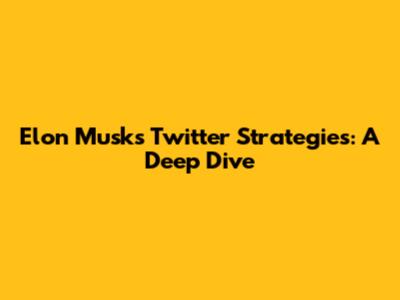 Elon Musk's Twitter Strategies: A Deep Dive