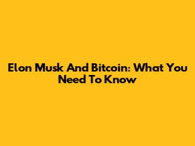 Elon Musk And Bitcoin: What You Need To Know