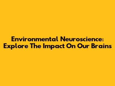 Environmental Neuroscience: Explore The Impact On Our Brains