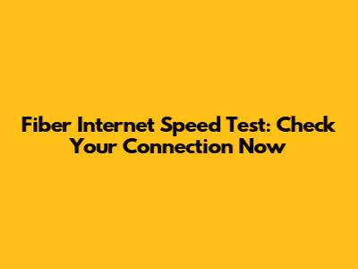 Fiber Internet Speed Test: Check Your Connection Now