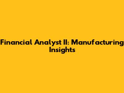 Financial Analyst II: Manufacturing Insights