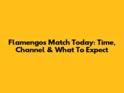 Flamengo's Match Today: Time, Channel & What To Expect