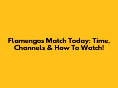 Flamengo's Match Today: Time, Channels & How To Watch!