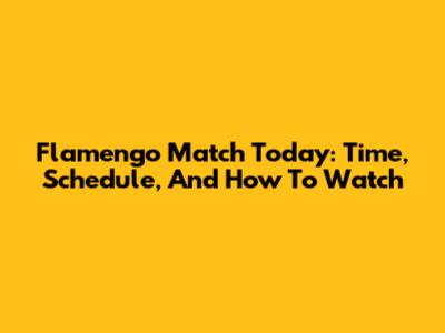 Flamengo Match Today: Time, Schedule, And How To Watch