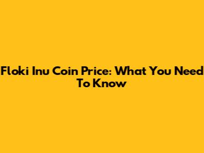 Floki Inu Coin Price: What You Need To Know