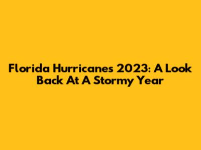 Florida Hurricanes 2023: A Look Back At A Stormy Year