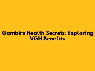 Gambir's Health Secrets: Exploring VGH Benefits