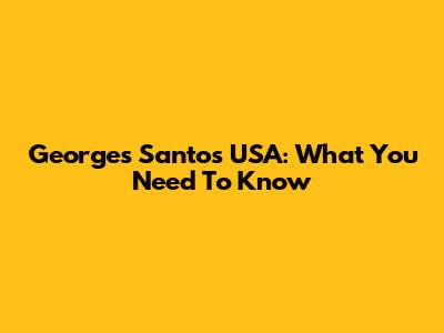 Georges Santos USA: What You Need To Know