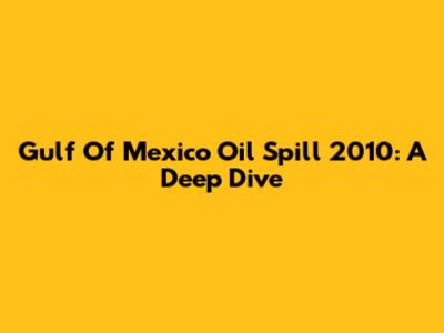 Gulf Of Mexico Oil Spill 2010: A Deep Dive
