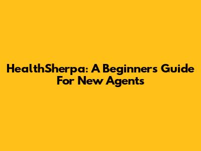 HealthSherpa: A Beginner's Guide For New Agents