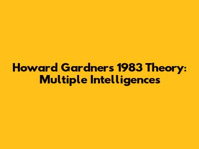 Howard Gardner's 1983 Theory: Multiple Intelligences